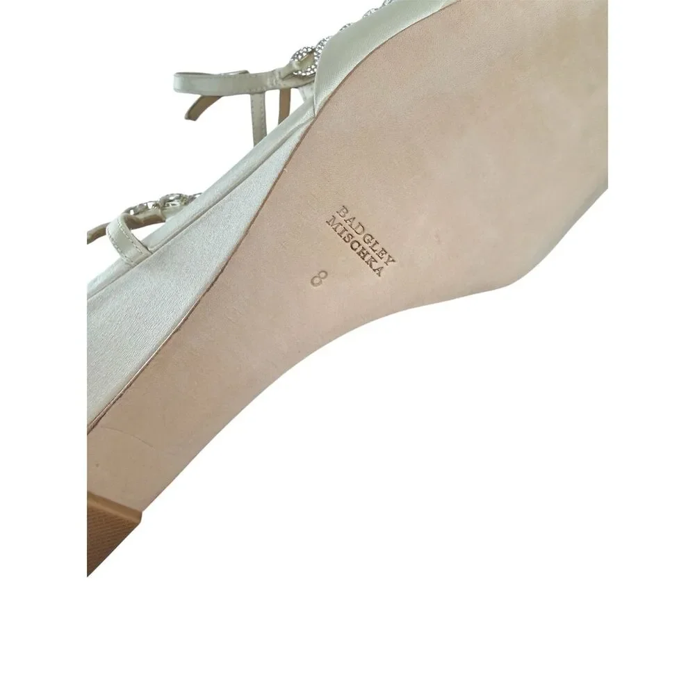 Badgley Mischka Wedge Sandals Cream Size 8